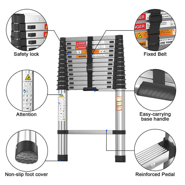 Adjustable Telescopic Ladder for Home & Outdoor Use – 330lb Capacity